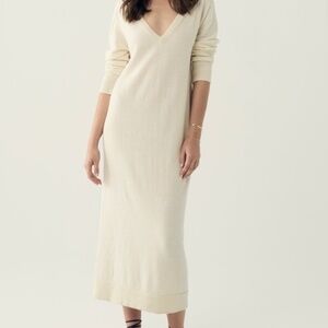 Vincent James Merino Wool Sweater Dress in Ivory XS